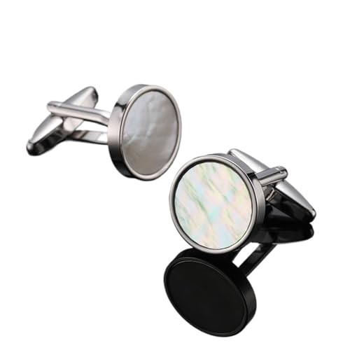 Manschettenknöpfe Men's French Shirt Cufflinks High-end Round Shell Cat's Eye Stone Redwood Cuffs(806) von EXKURPOO