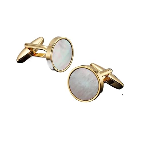 Manschettenknöpfe Men's French Shirt Cufflinks High-end Round Shell Cat's Eye Stone Redwood Cuffs(807) von EXKURPOO