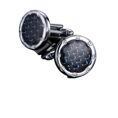 Manschettenknöpfe Men's French Shirt Cufflinks High-end Round Shell Cat's Eye Stone Redwood Cuffs(Color 20) von EXKURPOO