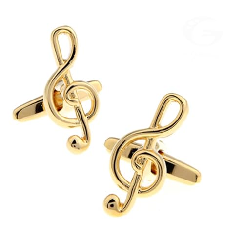 Manschettenknöpfe Men's Music Note Cuff Links Copper Material Golden Color Music Design(Color5) von EXKURPOO