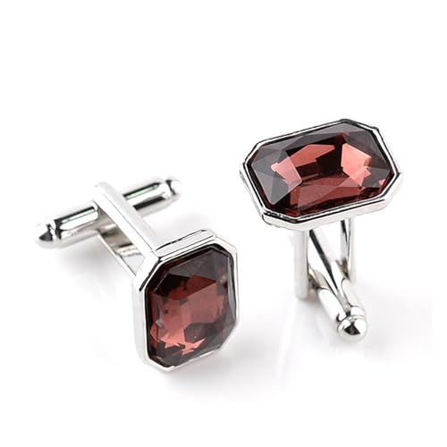 Manschettenknöpfe Mens Cufflinks For Shirts Fashion Cuff Colorful Suits Blue Red Buckle Pink Silvery Cufflinks(Red) von EXKURPOO