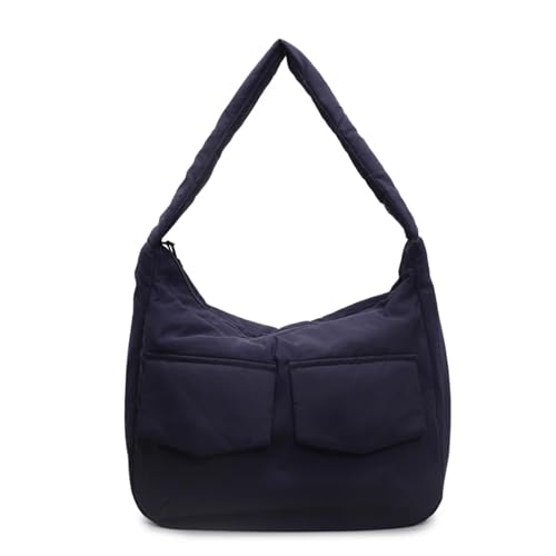 Schultertasche Große Kapazität Tuch Umhängetaschen Frauen Solide Nylon Schulter Taschen Lazy Style Einfache(DEEP BLUE) von EXKURPOO