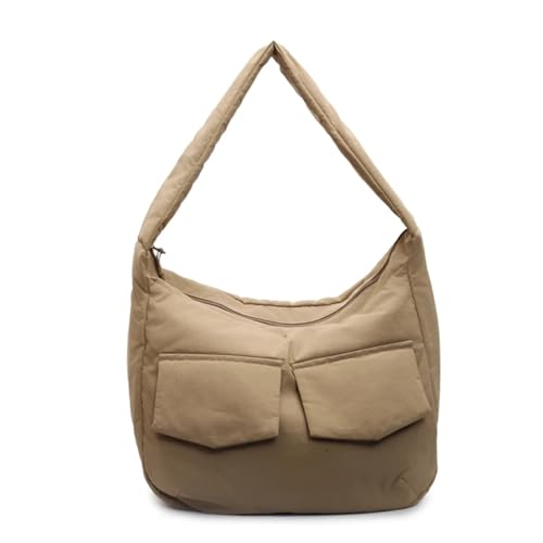 Schultertasche Große Kapazität Tuch Umhängetaschen Frauen Solide Nylon Schulter Taschen Lazy Style Einfache(Khaki) von EXKURPOO