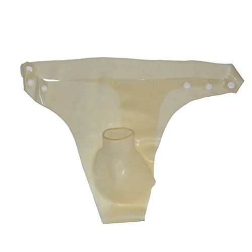 EXLATEX Latex Herren Unterw?sche Ultra-d¨¹nne Stretch mit 3 verstellbaren Tasten G-String Dessous 0,3 mm (Transparent, One size) von EXLATEX