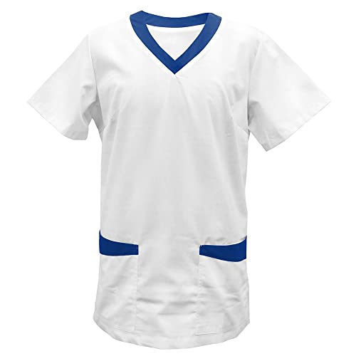 EXNER Medizinischer Schlupf-Kasack mit Besatz, OP-Kasack, für Damen und Herren in Medizin, Krankenpflege, Altenpflege, SPA, Wellness, Kosmetik, Farbe weiß, Besatz royal Blue, Größe 4XL EXNER Medizinischer Schlupf-Kasack mit Besatz, OP-Kasack, für Damen und Herren in Medizin, Krankenpflege, Altenpflege, SPA, Wellness, Kosmetik, Farbe weiß, Besatz royal Blue, Größe 4XL von EXNER