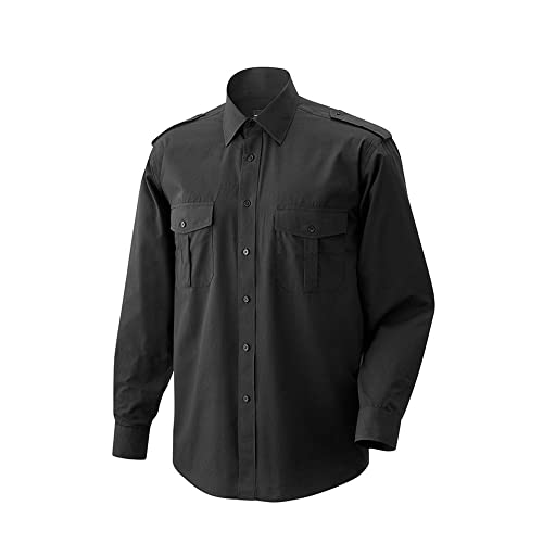 EXNER Piloten-Hemd Langarm, mit Schulterklappe, Farbe schwarz, Größe 43/44 von EXNER
