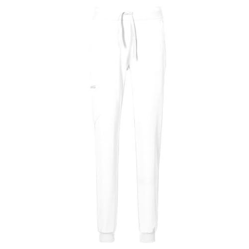 EXNER Unisex-Schlupfhose, Slimfit, Skinny, Gummibund mit Kordel, Cargotasche, Farbe weiß, S von EXNER