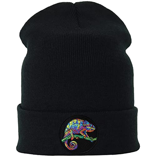 EXPRESS-STICKEREI Lustige Strickmütze - Warme Wintermütze mit Motiv Chamäleon - Beanie für Damen und Herren - Unisex Wollmütze - Tiermotiv Haube mit Spruch von EXPRESS-STICKEREI