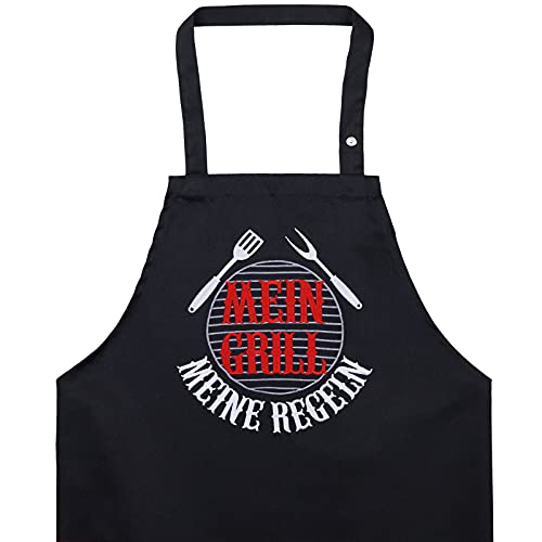 EXPRESS-STICKEREI BBQ Grillschürze - Lustige Kochschürze für Grillfans - Verstellbare Latzschürze für Männer/Frauen - Küchenschürze mit Spruch Mein Grill - Meine Regeln - Grillschürze von EXPRESS-STICKEREI