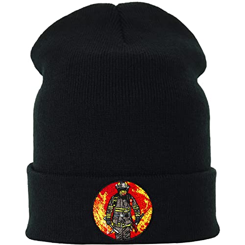 EXPRESS-STICKEREI Feuerwehr Kinder Design Wintermütze Feuerwehrmann im Einsatz Strickmütze fire Fighter Beanie Cap Children | Unisex Einsatzkleidung Kopfbedeckung Feuerwehrhelm | OneSize von EXPRESS-STICKEREI