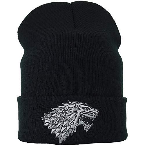 EXPRESS-STICKEREI Haube mit Spruch Haus Stark G.O.T. Wolf - Beanie für Damen und Herren - Warme Wintermütze mit Spruch - Lustige Strickmütze - Unisex Wollmütze von EXPRESS-STICKEREI