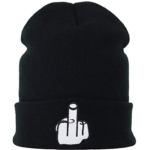 EXPRESS-STICKEREI Haube mit Spruch Mittelfinger - Beanie für Damen und Herren - Warme Wintermütze mit Spruch - Lustige Strickmütze - Unisex Wollmütze von EXPRESS-STICKEREI