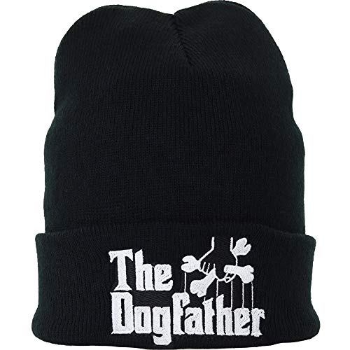 EXPRESS-STICKEREI Haube mit Spruch The Dogfather - Strickmütze - Beanie für Damen und Herren - Warme Wintermütze mit Spruch - Lustige Strickmütze - Unisex Wollmütze von EXPRESS-STICKEREI
