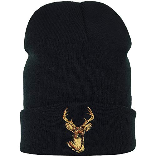 EXPRESS-STICKEREI Jäger Strickmütze - Warme Wintermütze mit Hirsch Motiv - Beanie für Damen und Herren - Unisex Wollmütze - Jagd Haube mit Spruch von EXPRESS-STICKEREI