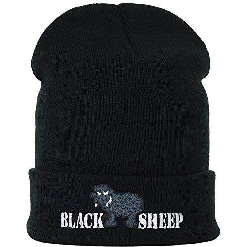 EXPRESS-STICKEREI Lustige Strickmütze - Warme Wintermütze mit Spruch Black Sheep - Heavy Metal Beanie für Damen und Herren - Unisex Wollmütze - Haube mit Spruch von EXPRESS-STICKEREI