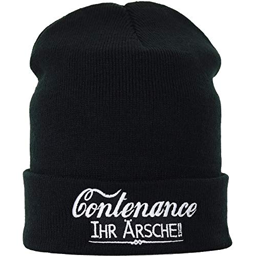EXPRESS-STICKEREI Lustige Strickmütze - Warme Wintermütze mit Spruch Contenance, Ihr Ärsche! - Biker Beanie für Damen und Herren - Unisex Wollmütze Seemannsmütze - Beanie Haube mit Spruch von EXPRESS-STICKEREI