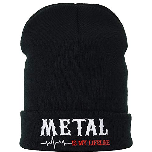 EXPRESS-STICKEREI Lustige Strickmütze - Warme Wintermütze mit Spruch Metal is My Lifeline - Beanie für Damen und Herren - Unisex Wollmütze - Haube mit Spruch von EXPRESS-STICKEREI