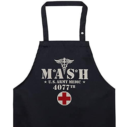 EXPRESS-STICKEREI MASH U.S. Army Medic 4077 Grillschürze Männer/Damen verstellbar - bestickte Schürze mit Tasche Kochschürze Grillfans Tactical Morale Küchenschürze Herren - US Geschenk Grillmeister von EXPRESS-STICKEREI