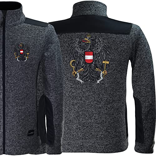 EXPRESS-STICKEREI Österreich Strickfleecejacke/Softshell Strickjacke BESTICKTE Flagge - österreichische Fahne Wappen -Kultjacke - Wanderjacke, Sportjacke Trikot Trachtenjacke von EXPRESS-STICKEREI