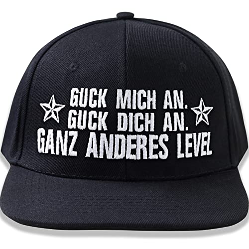 EXPRESS-STICKEREI Verstellbare Urban Basecap - Lustige Kappe mit Spruch Guck Mich an, guck Dich an, ganz anderes Level Schildkappe - Baseball Kappe - Snapback Kappe - Einheitsgröße von EXPRESS-STICKEREI