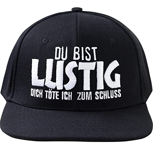 EXPRESS-STICKEREI Snapback mit Spruch Du bist lustig - Dich töte ich zum Schluss | verstellbare Unisex Cap | Kappe mit Verschluss | Outdoor Basecap | Baseball Kappe in Einheitsgröße von EXPRESS-STICKEREI