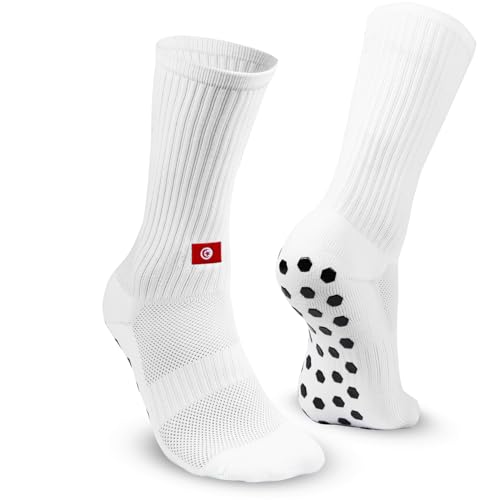 EXPRESS-STICKEREI Sportsocken Fußballsocken mit Landesflagge | Anti Rutsch Socken mit Tunesien Flagge | 1 Paar Grip Socken atmungsaktiv Fussball Socken bestickt | 39-45 von EXPRESS-STICKEREI