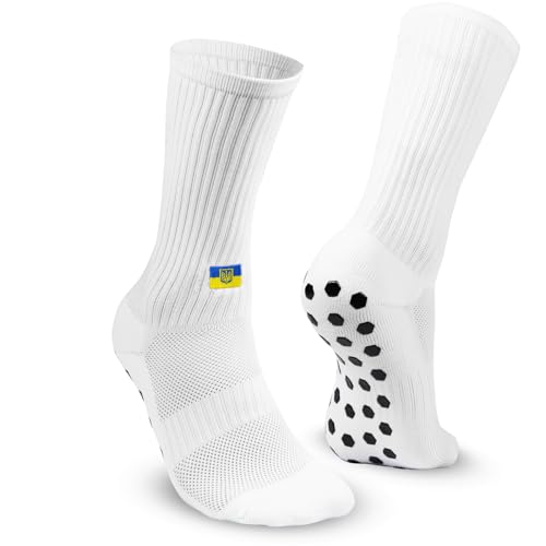 EXPRESS-STICKEREI Sportsocken Fußballsocken mit Landesflagge | Anti Rutsch Socken mit Ukraine Flagge | 1 Paar Grip Socken atmungsaktiv Fussball Socken bestickt | 39-45 von EXPRESS-STICKEREI