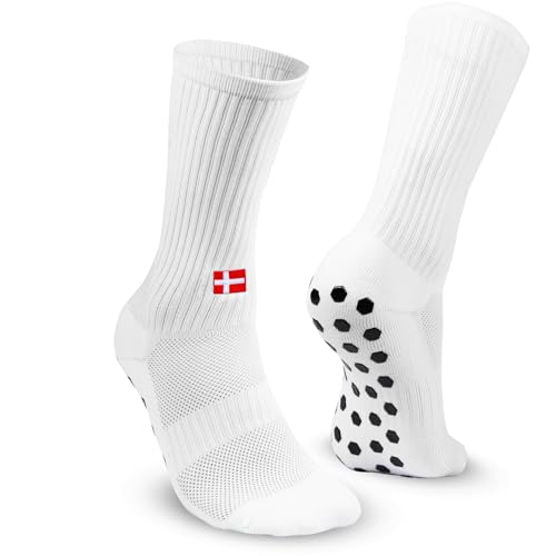 EXPRESS-STICKEREI Sportsocken mit Landesflagge (Dänemark) - Atmungsaktive Fußballsocken - Anti Rutsch Socken mit Landesfahne - Outdoor-Socken - Größe 39-45 von EXPRESS-STICKEREI