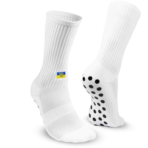 EXPRESS-STICKEREI Sportsocken mit Landesflagge (Ukraine) - Atmungsaktive Fußballsocken - Anti Rutsch Socken mit Landesfahne - Outdoor-Socken - Größe 39-45 von EXPRESS-STICKEREI