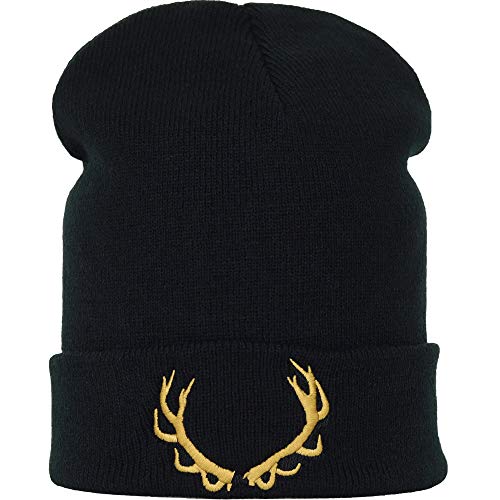 EXPRESS-STICKEREI Jäger Strickmütze - Warme Wintermütze mit Hirsch Geweih - Beanie für Damen und Herren - Unisex Wollmütze - Jagd Haube mit Spruch von EXPRESS-STICKEREI