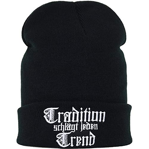 EXPRESS-STICKEREI Strickmütze Tradition schlägt jeden Trend | Volksmusik Fan Wintermütze/Wollmütze Männer Damen Haube Fussballfan Rollmütze Arbeitsmütze Traditional Beanie Cap OneSize von EXPRESS-STICKEREI