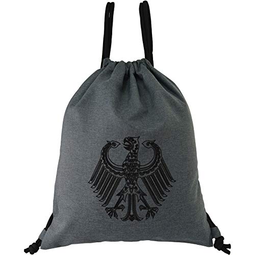 EXPRESS-STICKEREI Turnbeutel mit Kordelzug wasserdicht grau | Adlerwappen Beuteltasche Männer/Frauen Gym Bag Sportbeutel robust Rucksack Adlerwappen Flagge Deutschland von EXPRESS-STICKEREI