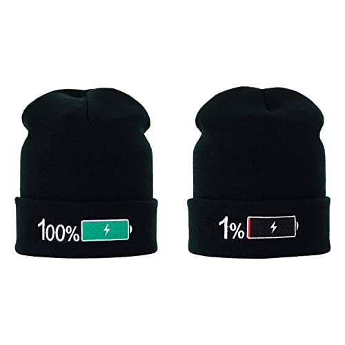 EXPRESS-STICKEREI Lustige Streetwear Wende-Mütze: Low Battery/Full Battery Motivation Wintermütze/Wollmütze Power Off | Männer Frauen Unisex lustige Arbeitsmütze SCHWARZ Beanie Cap OneSize von EXPRESS-STICKEREI