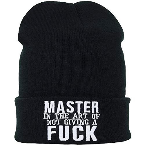 Lustige Strickmütze Master IN The Art of NOT Giving A Fuck Teenager Streetwear Wintermütze/Wollmütze Männer Frauen Unisex Seemannsmütze/Rollmütze/Arbeitsmütze Long Beanie Cap OneSize von EXPRESS-STICKEREI