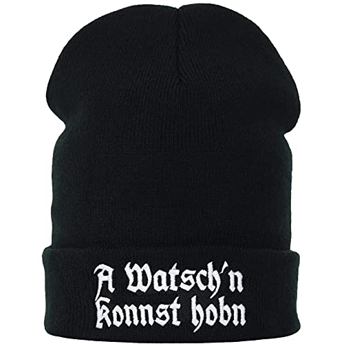 Lustige Strickmütze - Warme Wintermütze mit Spruch A watschn konnst hobn - Strickmütze - Beanie für Damen und Herren - Unisex Wollmütze - Haube mit Spruch von EXPRESS-STICKEREI