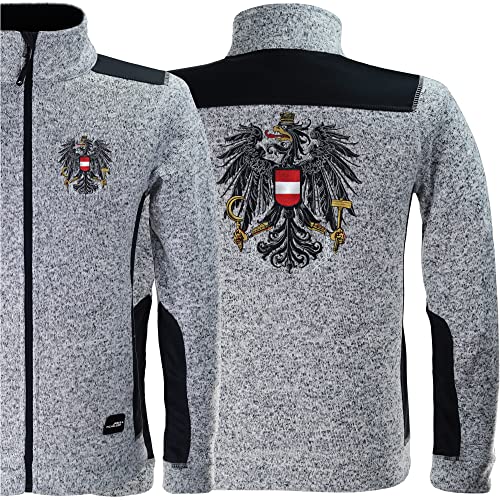 Strickfleece Herren Jacke Österreich Adler GESTICKT österreichische Wanderjacke Austria Fahne Softshelljacke mit Stickerei Trachtenjacke – Strickjacke von EXPRESS-STICKEREI