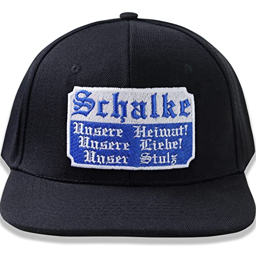 Schalke Kappe mit Stickerei | Fußball Kappe | Unisex Snapback mit Verschluss verstellbar | Outdoor Sport Freizeit Basecap | Baseball Kappe Männer Frauen | Einheitsgröße von EXPRESS-STICKEREI