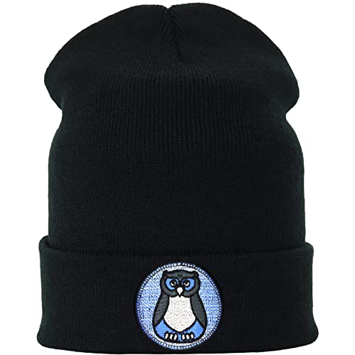 Strickmütze Eule Premium Eulen Wintermütze Tiermotiv Cartoon Uhu Mütze mit Stickerei für Mädchen Kinder Design Beanie Unisex Wollmütze mit Krempe Outdoor Skimütze von EXPRESS-STICKEREI