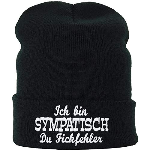 EXPRESS-STICKEREI Lustige Strickmütze - Warme Wintermütze mit Spruch Ich Bin sympathisch du Fi**Fehler - Beanie für Damen und Herren - Unisex Wollmütze - Haube mit Spruch von EXPRESS-STICKEREI
