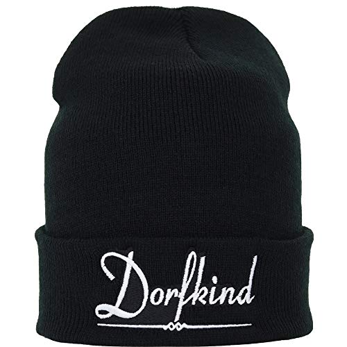 DORFKIND Mütze/Strickmütze mit lustigem Spruch bestickt Dorfkind Wintermütze warme Wollmütze | lustige Outdoor Haube Teenager Männer Frauen Seemannsmütze/Rollmütze onesize Beanie Cap von EXPRESS-STICKEREI