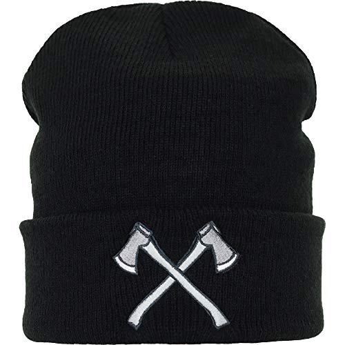 EXPRESS-STICKEREI Lustige Strickmütze - Warme Wintermütze mit Spruch Äxte - Wikinger Strickmütze - Beanie für Damen und Herren - Unisex Wollmütze - Haube mit Spruch von EXPRESS-STICKEREI