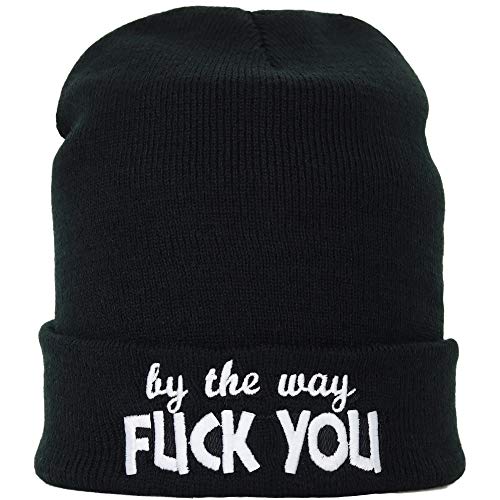 EXPRESS-STICKEREI Strickmütze by The Way - Fuck You Lustiger Streetwear Spruch Heavy Metal Wintermütze/Wollmütze Unisex Männer Frauen Haube/Seemannsmütze/Rollmütze Arbeitsmütze Beanie Cap von EXPRESS-STICKEREI