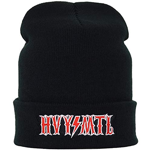 Heavy Metal Beanie HVY/MTL Heavy Metal Music Accessory | Biker Mütze Rocker warme Wintermütze/Wollmütze Unisex Männer Frauen Seemannsmütze/Rollmütze Arbeitsmütze Beanie Cap von EXPRESS-STICKEREI