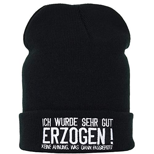 EXPRESS-STICKEREI Strickmütze: Ich wurde gut erzogen - Keine Ahnung was danach passiert ist Lustiger Spruch Wintermütze/Wollmütze Männer Frauen Rollmütze OneSize Beanie Cap von EXPRESS-STICKEREI