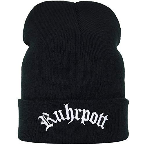 Ruhrpott Strickmütze Outdoor Wintermütze Beanie Cap Herren Beanie Bestickt | Biker Mütze Motorrad Zubehör Rollmütze Rocker Seemannsmütze/Haube OneSize warme Wollmütze mit Krempe von EXPRESS-STICKEREI