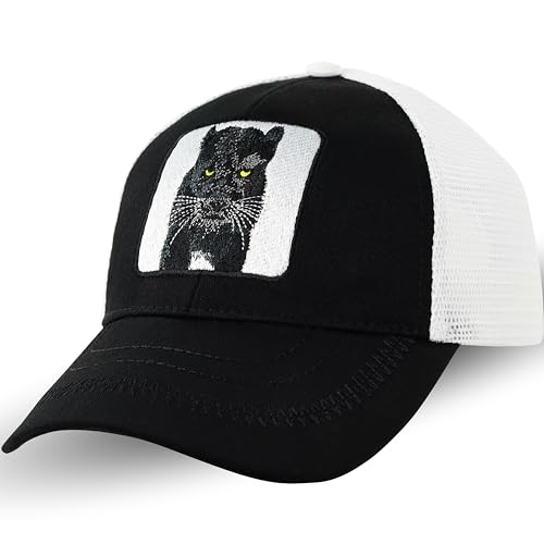 Trucker-Kappe - The Farm Netzkappe Mesh cap Snapback verstellbare Kappe Sport Cap Urban Basecap Baseball Kappe mit Verschluss (DE/NL/SE/PL, Alphanumerisch, Einheitsgröße, Panther Cap) von EXPRESS-STICKEREI