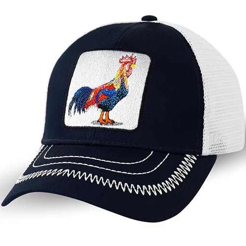 Trucker-Kappe - The Farm Netzkappe Mesh cap Snapback verstellbare Kappe Sport Cap Urban Basecap Baseball Kappe mit Verschluss (DE/NL/SE/PL, Alphanumerisch, Einheitsgröße, Rooster Cap) von EXPRESS-STICKEREI