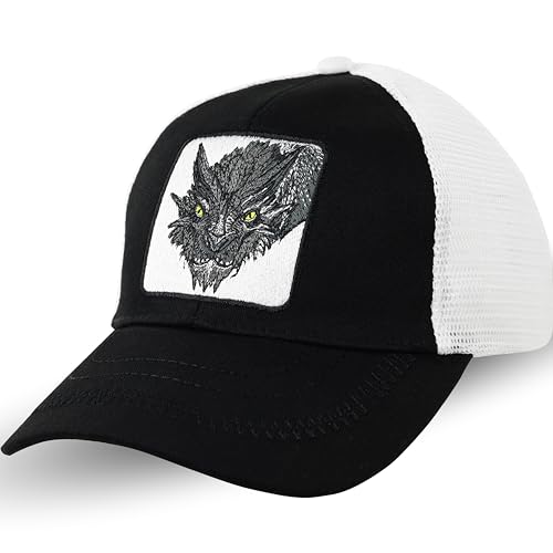 Trucker-Kappe - The Farm Netzkappe Mesh cap Snapback verstellbare Kappe Sport Cap Urban Basecap Baseball Kappe mit Verschluss (DE/NL/SE/PL, Alphanumerisch, Einheitsgröße, Smaug dragon Cap) von EXPRESS-STICKEREI