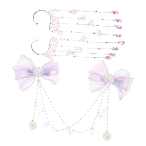 EXQUIMEUBLE 1satz Mermaid Haaraccessoires Für Mädchen Süßes Meerjungfrau Prinzessin Haarband Mit Künstlichen Perlen Quaste Und Schleifen-haarspangen Kopfschmuck Für Junge Mädchen Für von EXQUIMEUBLE
