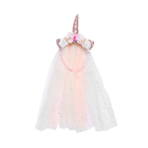 EXQUIMEUBLE Einhorn Haarschmuck Schleier Haarreif Für Mädchen Partykopfschmuck Für Geburtstagsfeiern Feiertage Und Cosplay Niedliches Und Stilvolles Design Für Kleine von EXQUIMEUBLE